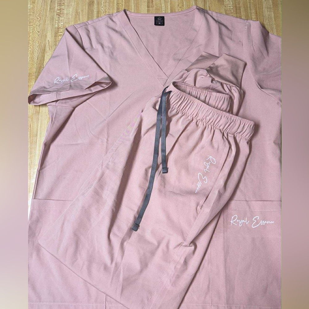 Pink Scrub Set with Embroidered Logo